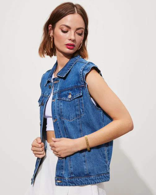 Gibson Pocketed Denim Vest - Dark Wash | VICI