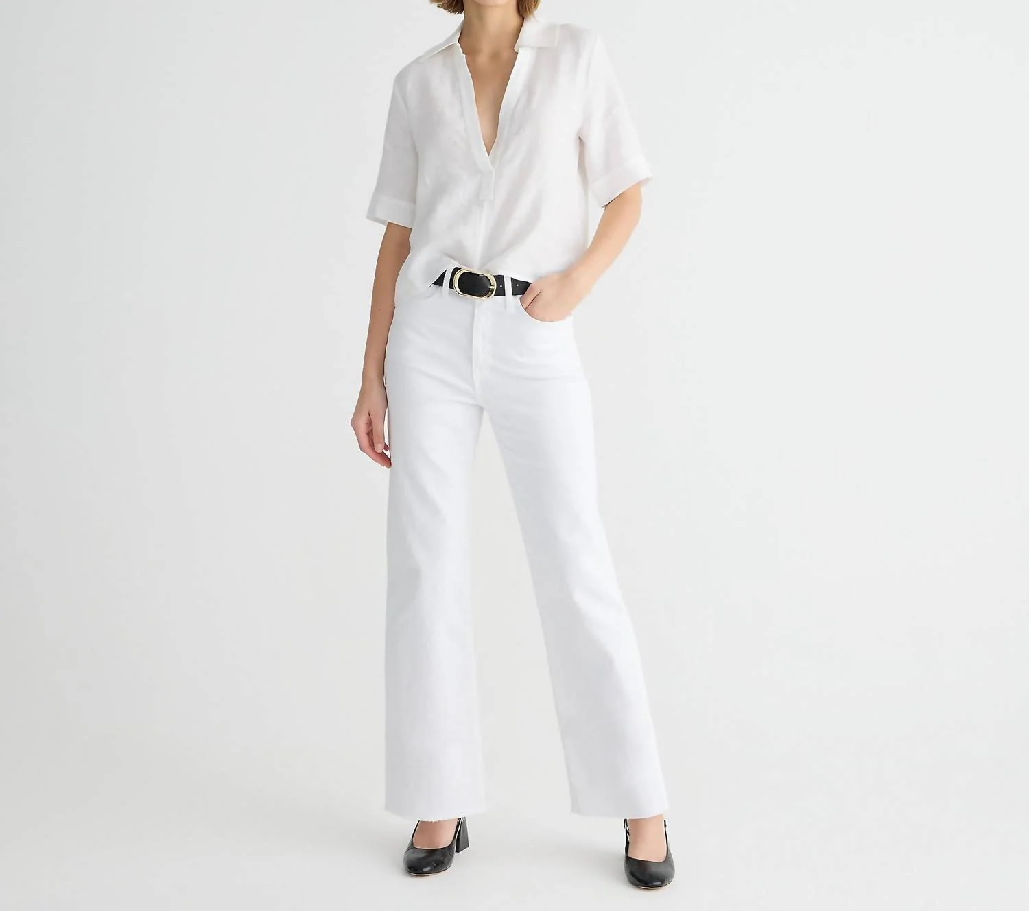 Slim Wide-Leg Jean In White Wash | Shop Simon