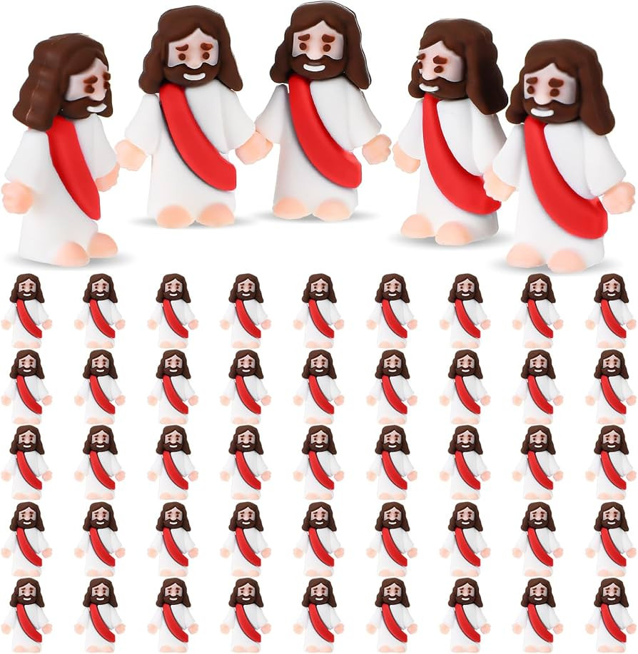 Sumind 50 Pcs Jesus Toys Easter Original Design Mini Rubber Jesus Figurine to Hide and Seek Relig... | Amazon (US)