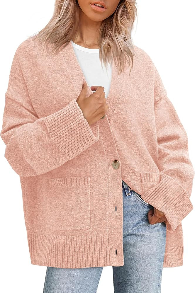 PRETTYGARDEN Women's 2025 Oversized Cardigan Sweaters Trendy Chunky Knit Long Sleeve V Neck Butto... | Amazon (US)