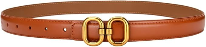 Fashion Womens Leather Belts with Double Ring Design Buckle Waist Belt for Jeans Pants | Amazon (US)