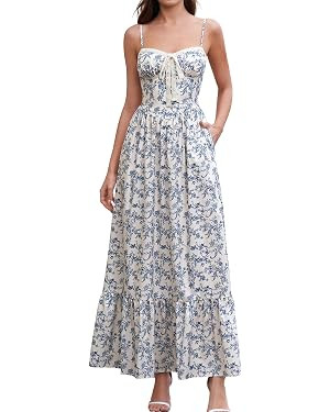 EYNMIN Summer Maxi Wedding Guest Dresses for Women 2026 Lace Smocked Flowy Long Floral Bridal Sho... | Amazon (US)