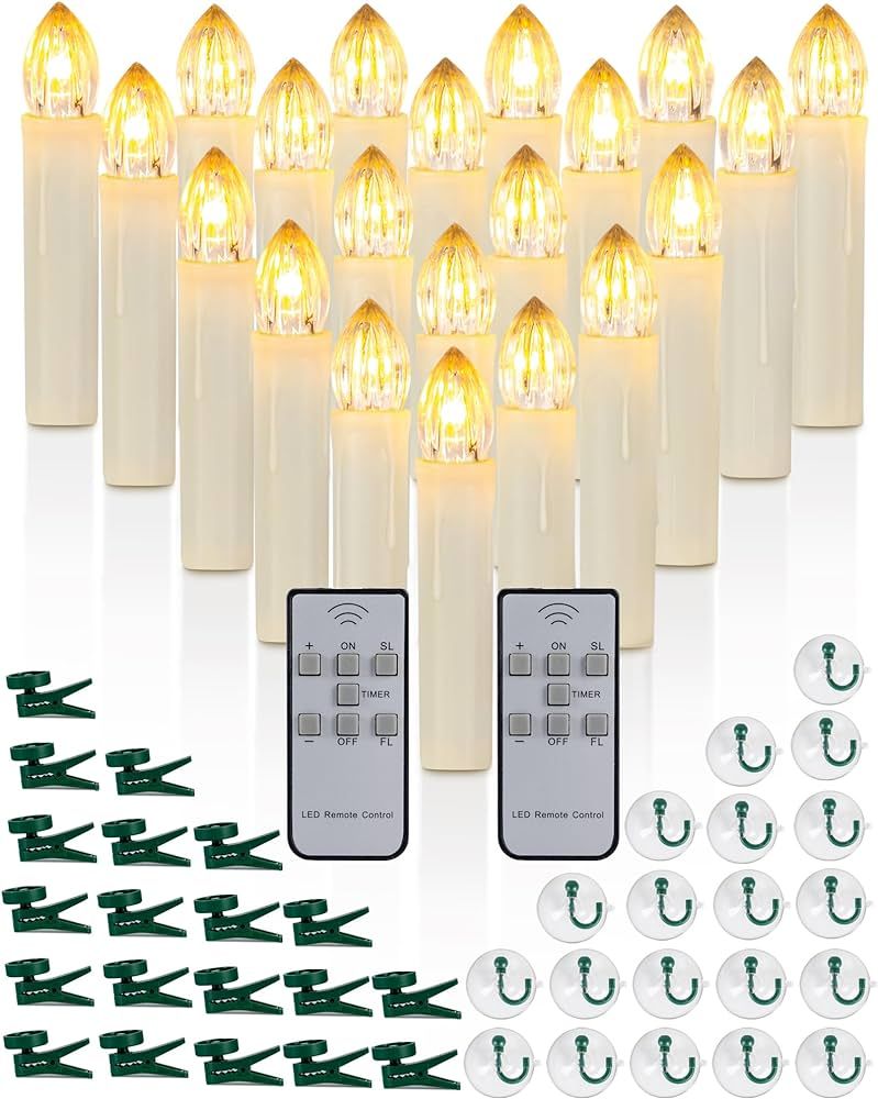 Raycare 20 Pcs Flickering Candles for Christmas Tree, Remote Christmas Tree Candles with Remote a... | Amazon (US)