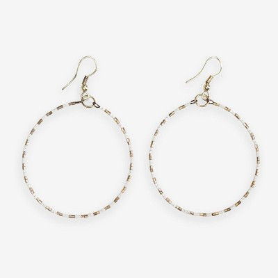 Ink+Alloy Kelly Luxe Beaded Hoop Earrings Cream Gold Checkered | Target