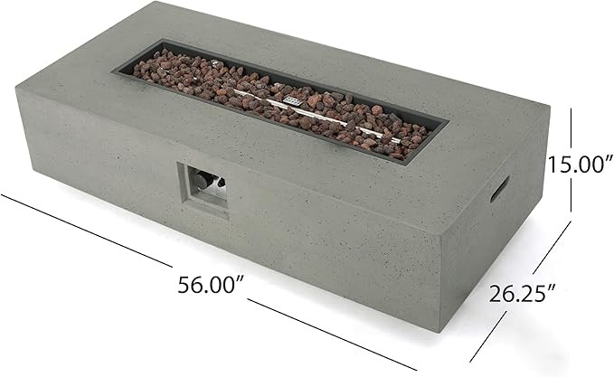 GDFStudio Christopher Knight Home Aidan Outdoor Rectangular Fire Table with Tank Holder, Light Gr... | Amazon (US)