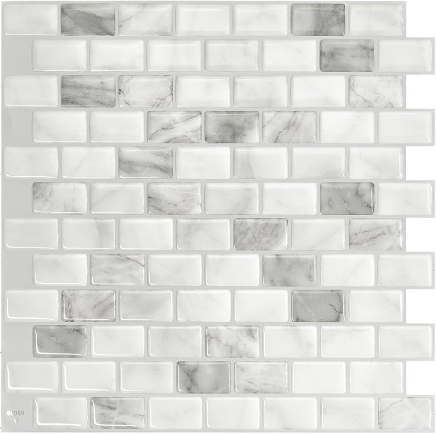 SMART TILES Peel and Stick Backsplash - 5 Sheets of 9.74" x 9.8" - 3D Adhesive Peel and Stick Til... | Amazon (US)