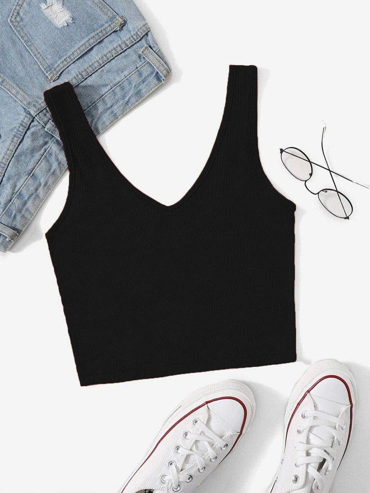 Solid Rib Knit Tank Top | SHEIN