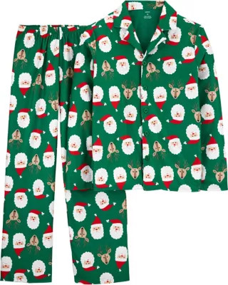 carter's® 2-Piece Adult Small Christmas Coat Style Santa Face Fleece Pajama Set | Bed Bath & Beyond