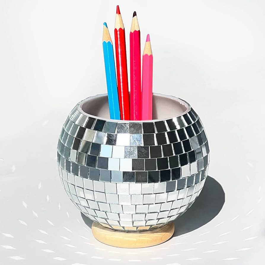 FlidRunest Disco Pen Holder, Sequin Pen Holder for Desk, Luxury Pencil Case with Base, Makeup Bru... | Amazon (US)