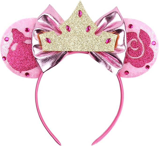 Mado Mouse Ears Headband for Women Girls, Sparkly Pink Mouse Ears Birthday Headband Princess Dres... | Amazon (US)