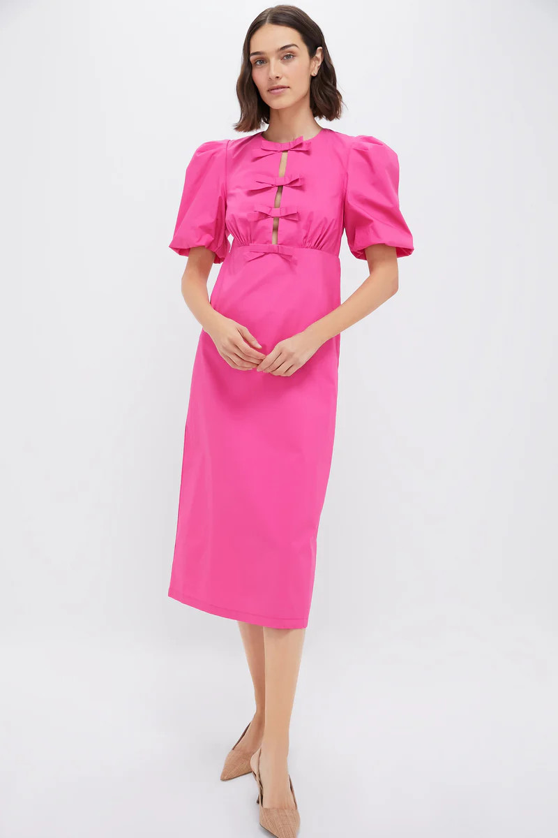 Bright Pink Bows Keelin Midi Dress | Tuckernuck (US)