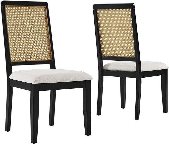 Modway Arlo Dining Chairs, Black Natural Heathered Weave Ivory | Amazon (US)