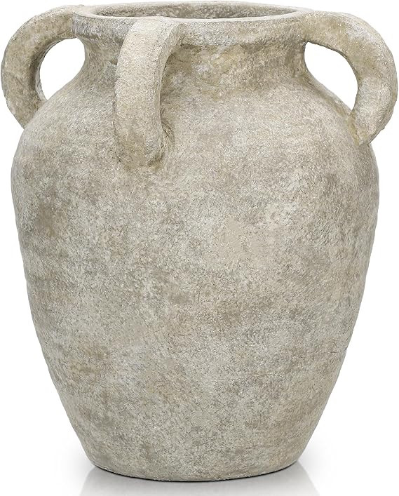 Handmade Flower Vase, 9.8" Tall Terracotta Vase, Vintage Ceramic vase, Rustic Green Antique Decor... | Amazon (US)