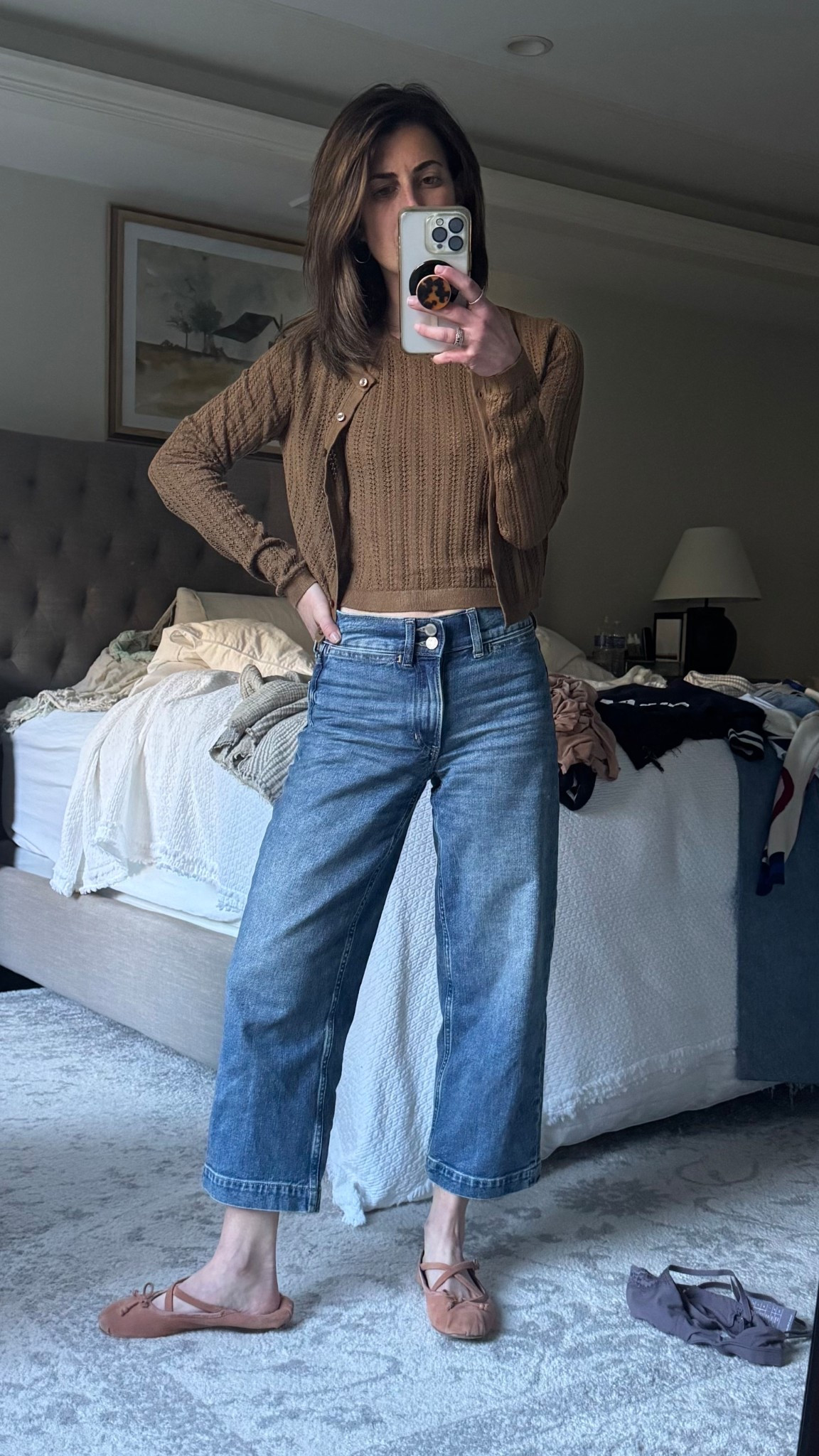 Cropped pointelle cardigan and tank set with denim and flats

#LTKPetite #LTKStyleTip #LTKSeasonal