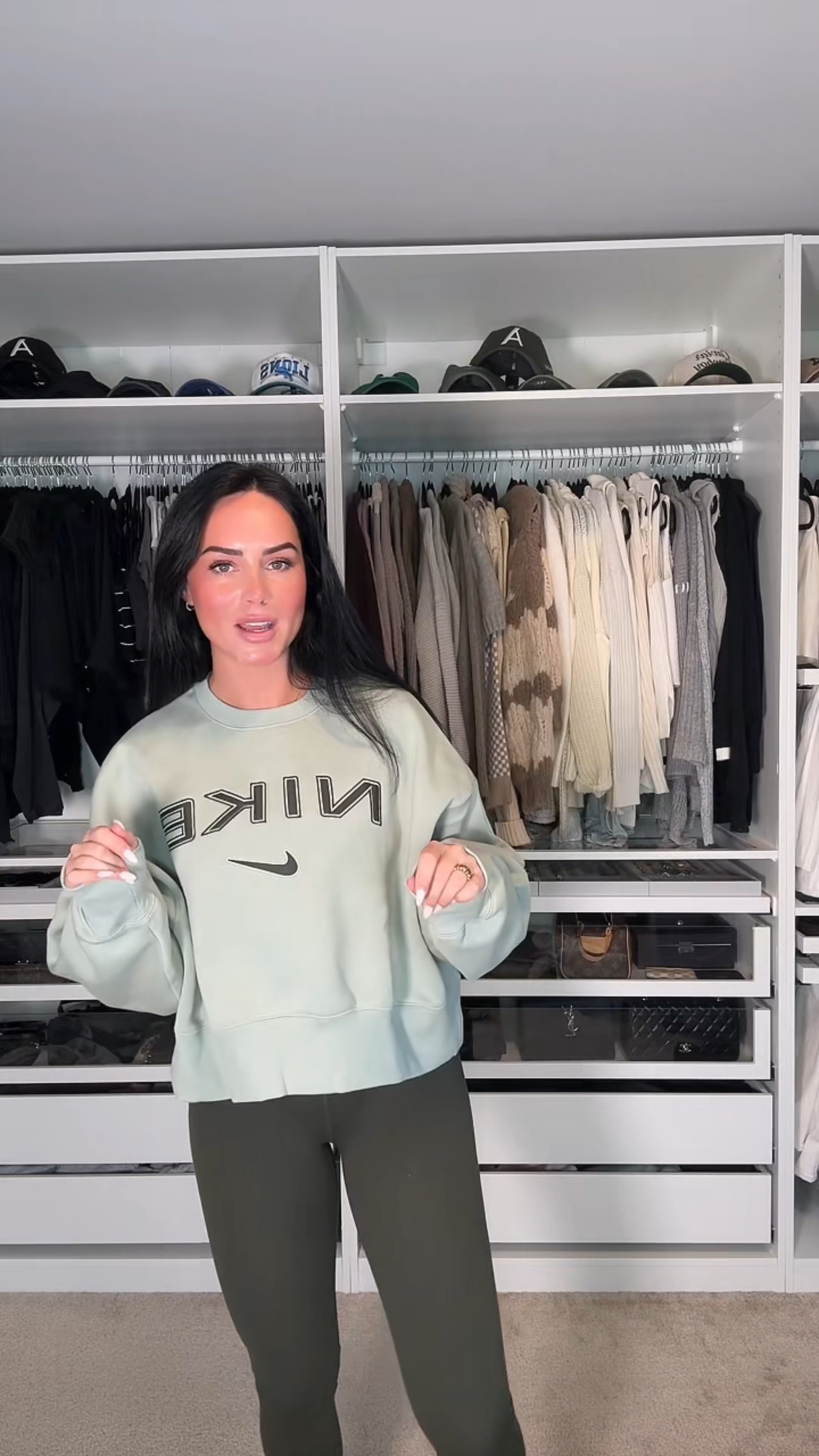 Cute green set moment 💚 Forgot how much I love Nike! This Amazon workout set is SO GOOD coming from a Lululemon lover, that says a lot!

 For reference, I’m 5'7", 145lbs, 32DD, wearing small crewneck, small tank, XS 28” leggings, and size 7 Uggs! 

@nike @crzyoga #nike #nikecrewneck #cutematchingoutfit #matchingset #lululemon #crzyoga #amazonclothing #amazonactivewear #workoutclothes 

#LTKStyleTip #LTKWatchNow #LTKActive