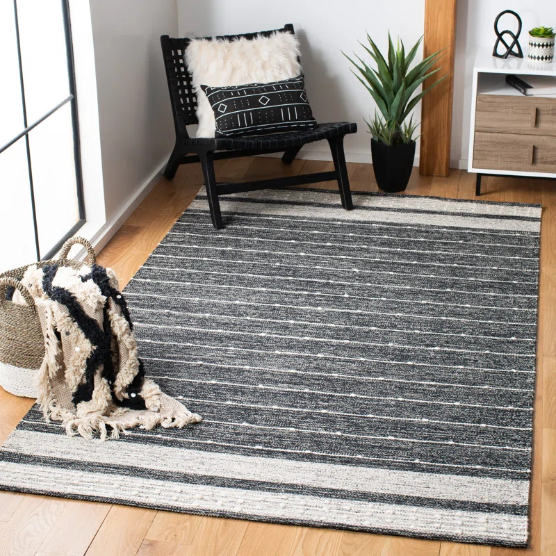Henneman Handmade Handwoven Black Rug | Wayfair North America