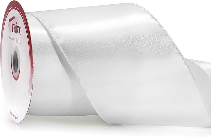 4" White Satin Wired Ribbon 20 Yards for Christmas Wedding Wreath Gift Wrapping Home Décor DIY | Amazon (US)
