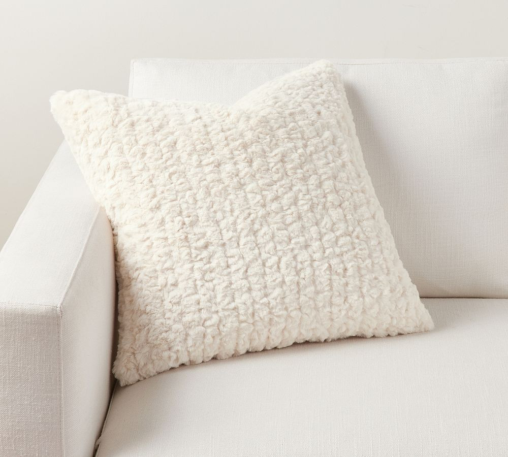 Diamond Ridge Faux Fur Pillow | Pottery Barn (US)