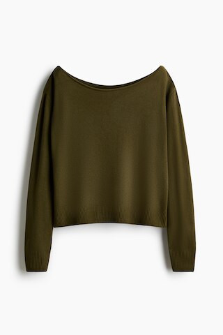 H & M - Off-the-Shoulder Sweater - Green | H&M (US + CA)