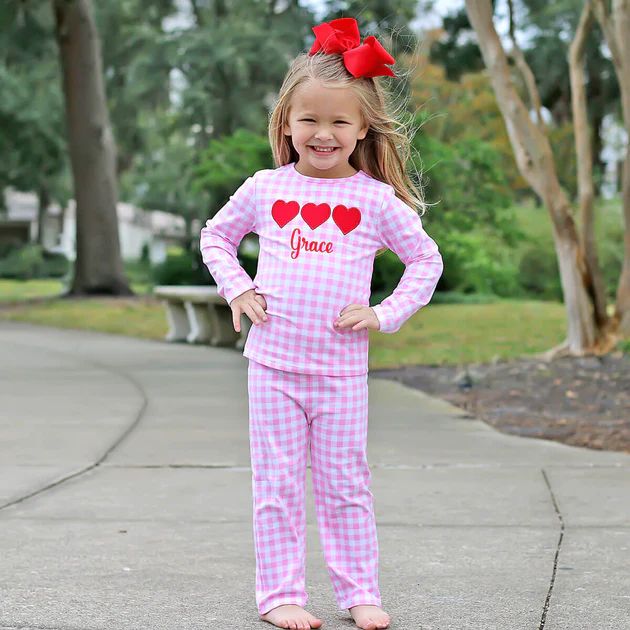 Pink Gingham Three Heart Loungewear | Classic Whimsy