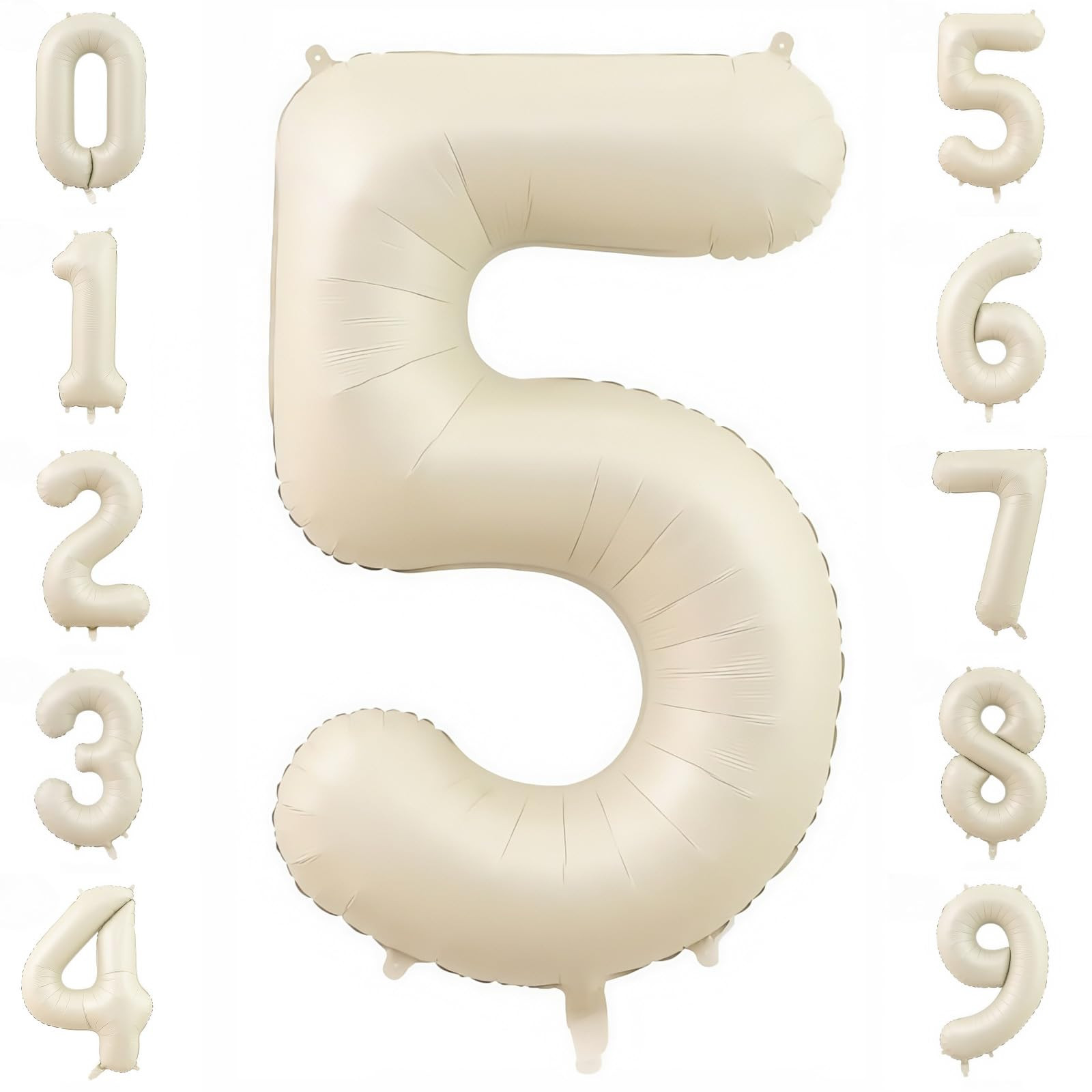 Cream Number 5 Balloons,40 Inch 5 Balloons Giant Helium Foil Mylar Beige 5 Balloon Number for Bir... | Amazon (US)