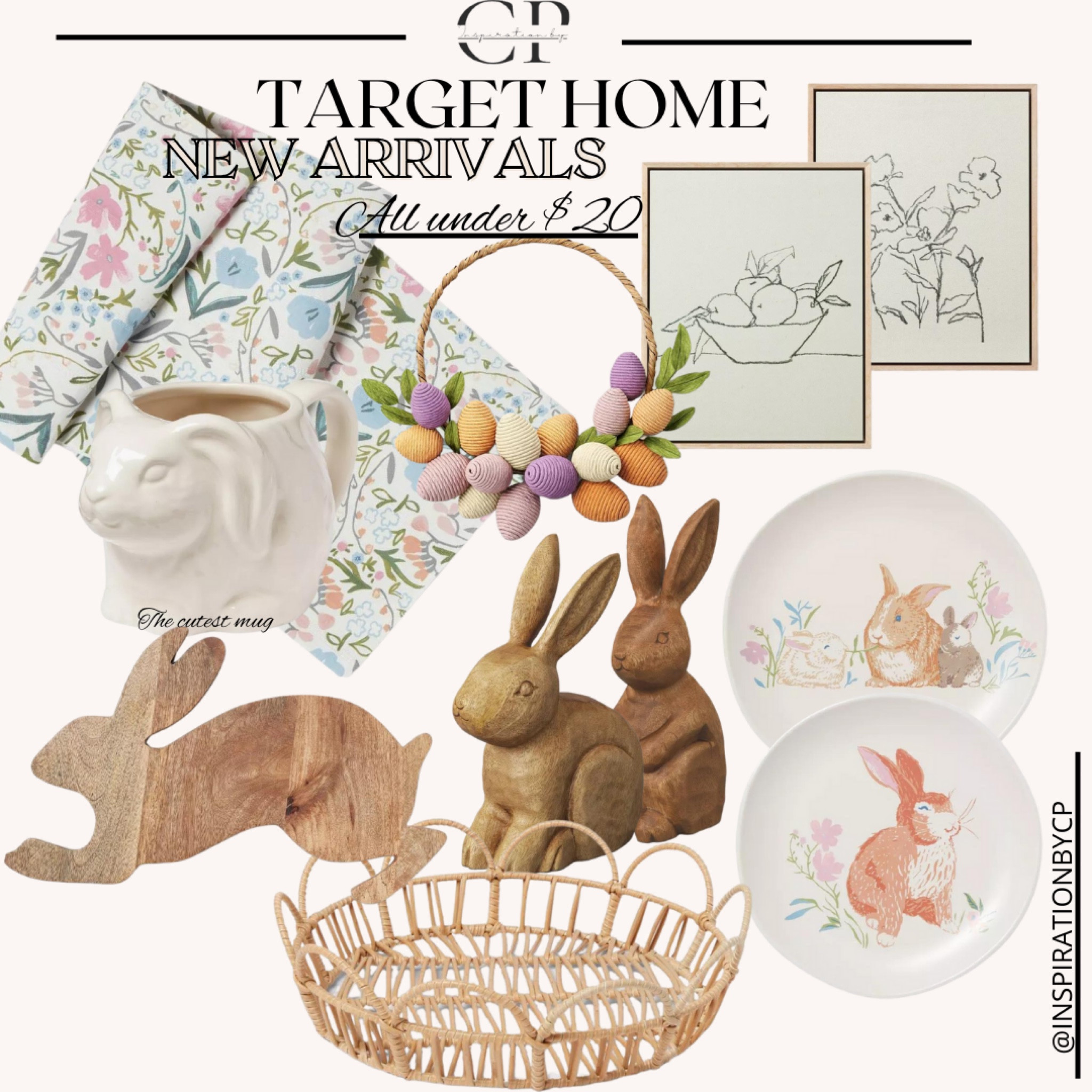 TARGET SPRING NEW ARRIVALS-UNDER $20
Spring table, bunnies, coffee mug, spring decor, spring kitchen, target finds, home decor, tablecloth, Easter decor, wall art, spring baskets, Easter, charcuterie board

#LTKunder50 #LTKstyletip #LTKhome