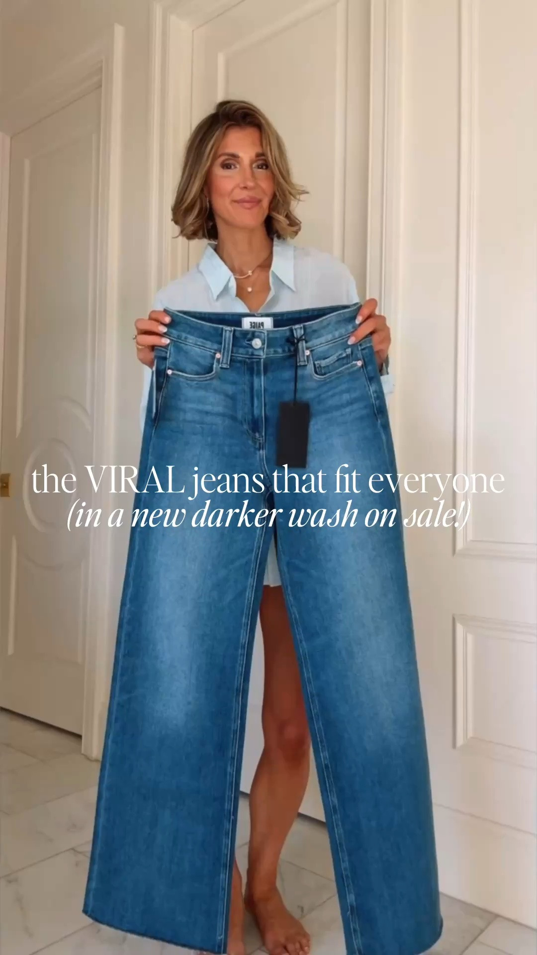 On sale! 
The jeans that fit everyone. I'm 5'7 wearing size 25 fit tts