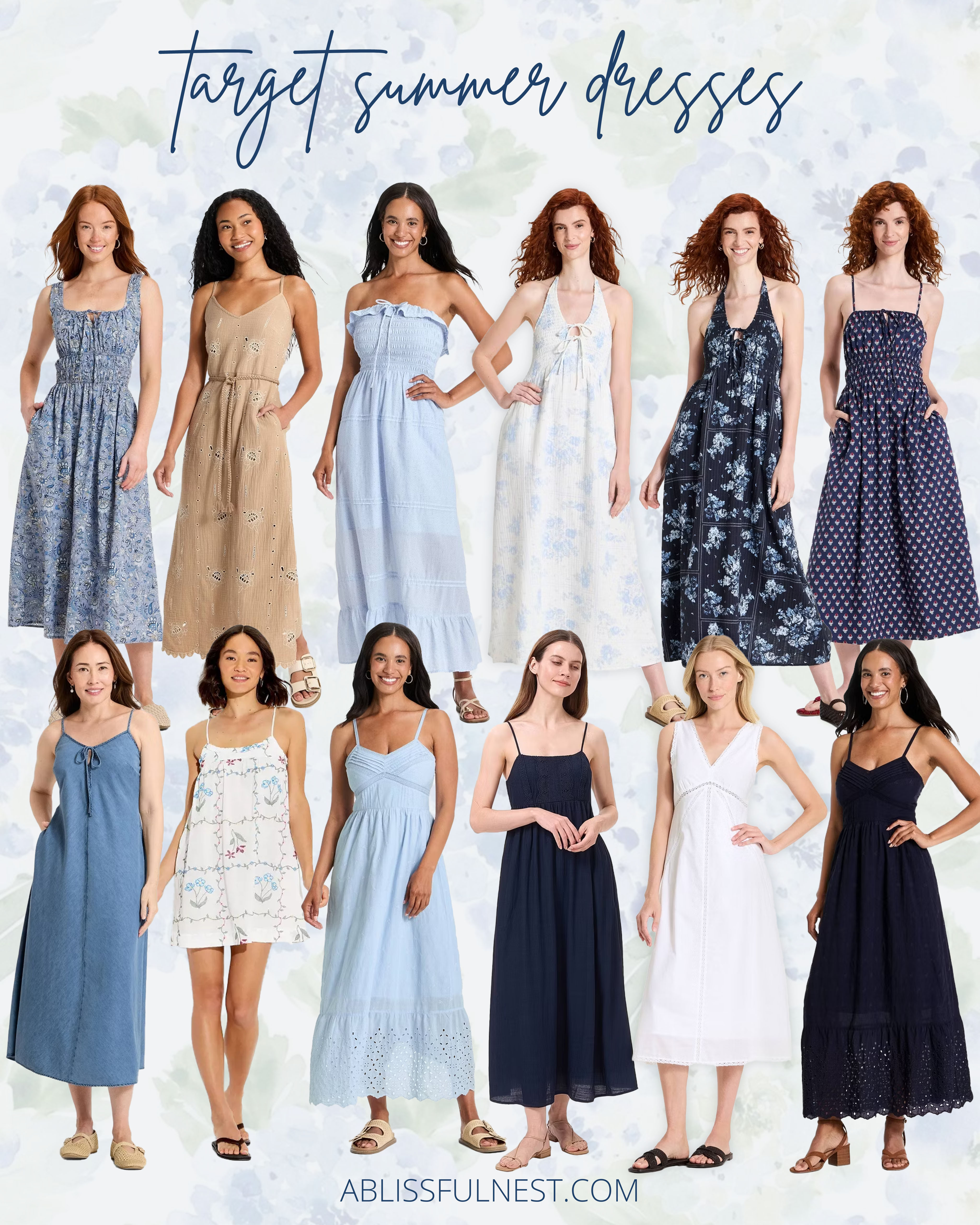 Whether you're heading to brunch, vacation, or a casual dinner, these dresses have you covered. Grab the look.

Blue floral smocked midi dress, tan embroidered sleeveless midi dress, light blue strapless midi dress, blue floral halter maxi dress, navy floral halter maxi dress, navy printed strapless midi dress, denim blue sleeveless midi dress, white floral mini dress, light blue eyelet hem midi dress, navy sleeveless midi dress, white sleeveless midi dress, navy eyelet hem maxi dress. 

 #LTKootd #LTKSeasonal #LTKMidsize