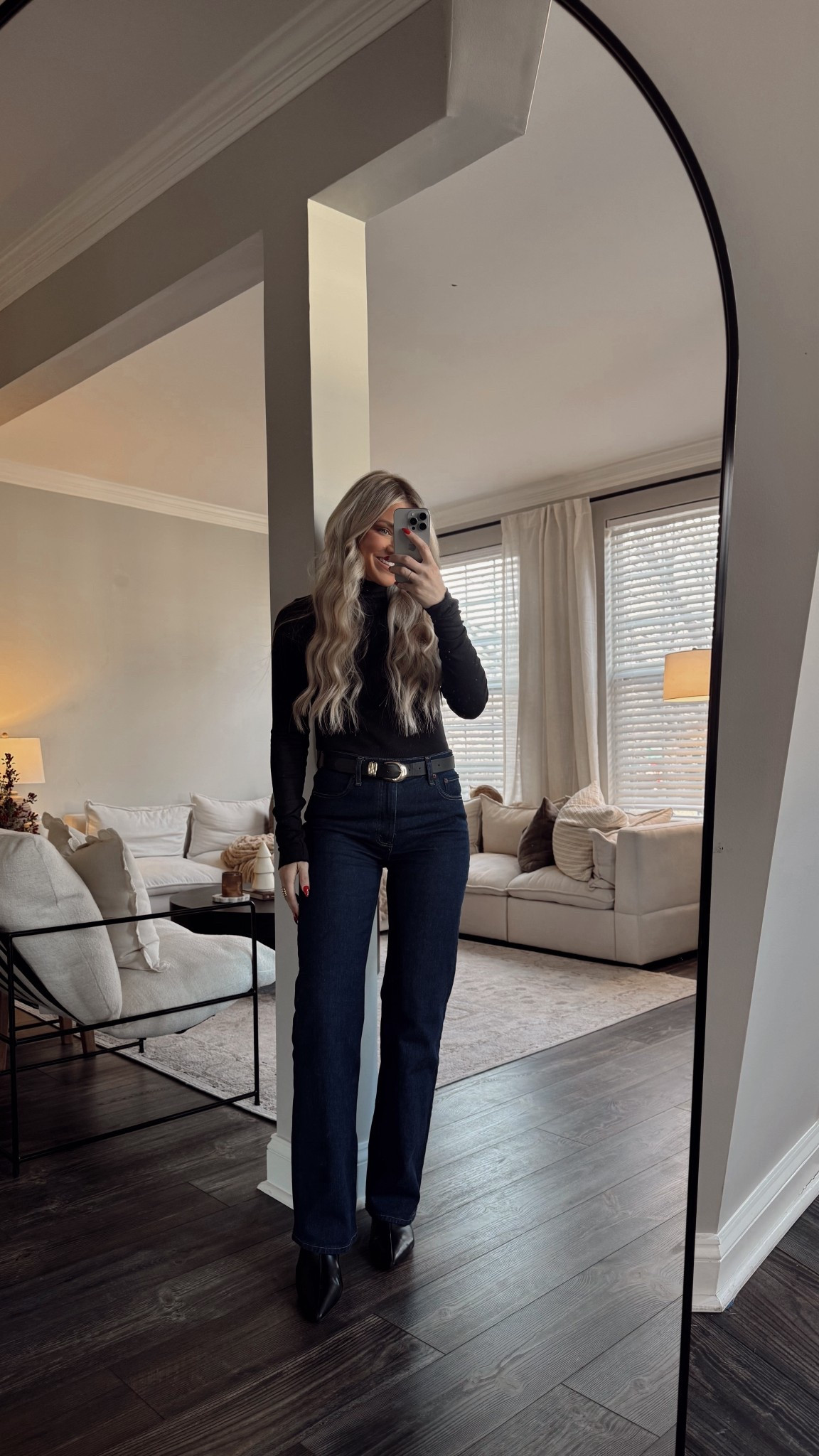 The best throw on and go outfit! These jeans are in the color Dark Rinse size 27. The belt comes with a pair of jeggings from Zara. 

#LTKSeasonal #LTKSaleAlert #LTKFindsUnder100