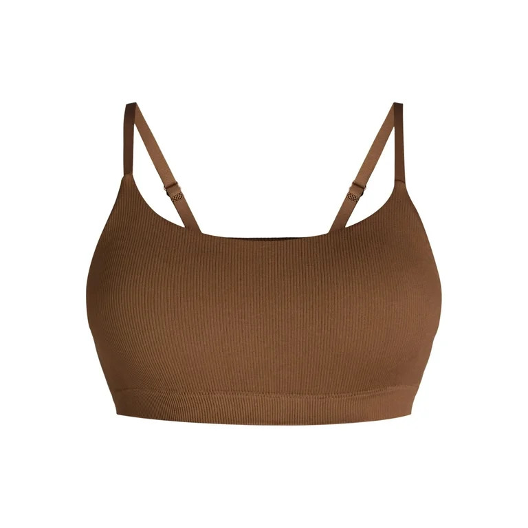 No Boundaries Seamless Ribbed Cami Bralette, Women’s and Women’s Plus | Walmart (US)