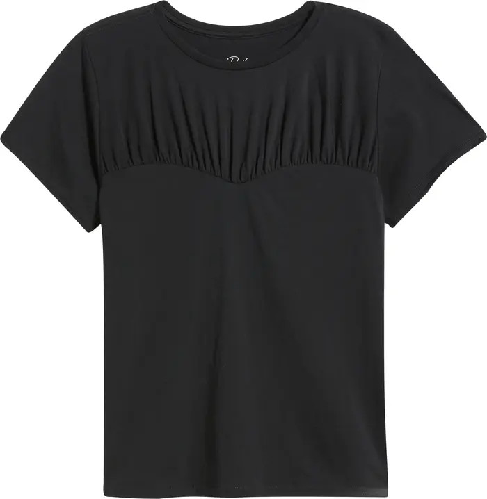Janis Gathered Sweetheart Organic Pima Cotton T-Shirt | Nordstrom