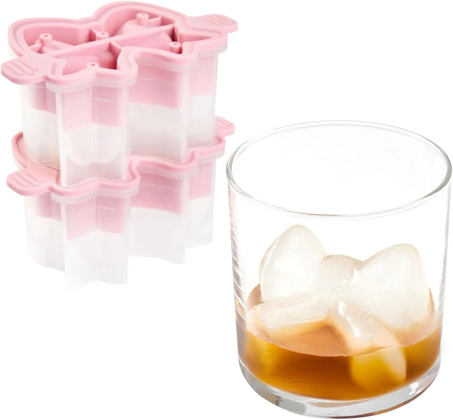 Tovolo Bow Ice Mold Pack of 2 Pink Holiday Bow Shaped Ice Cube Molds for Cocktails, Festive Ice M... | Walmart (US)