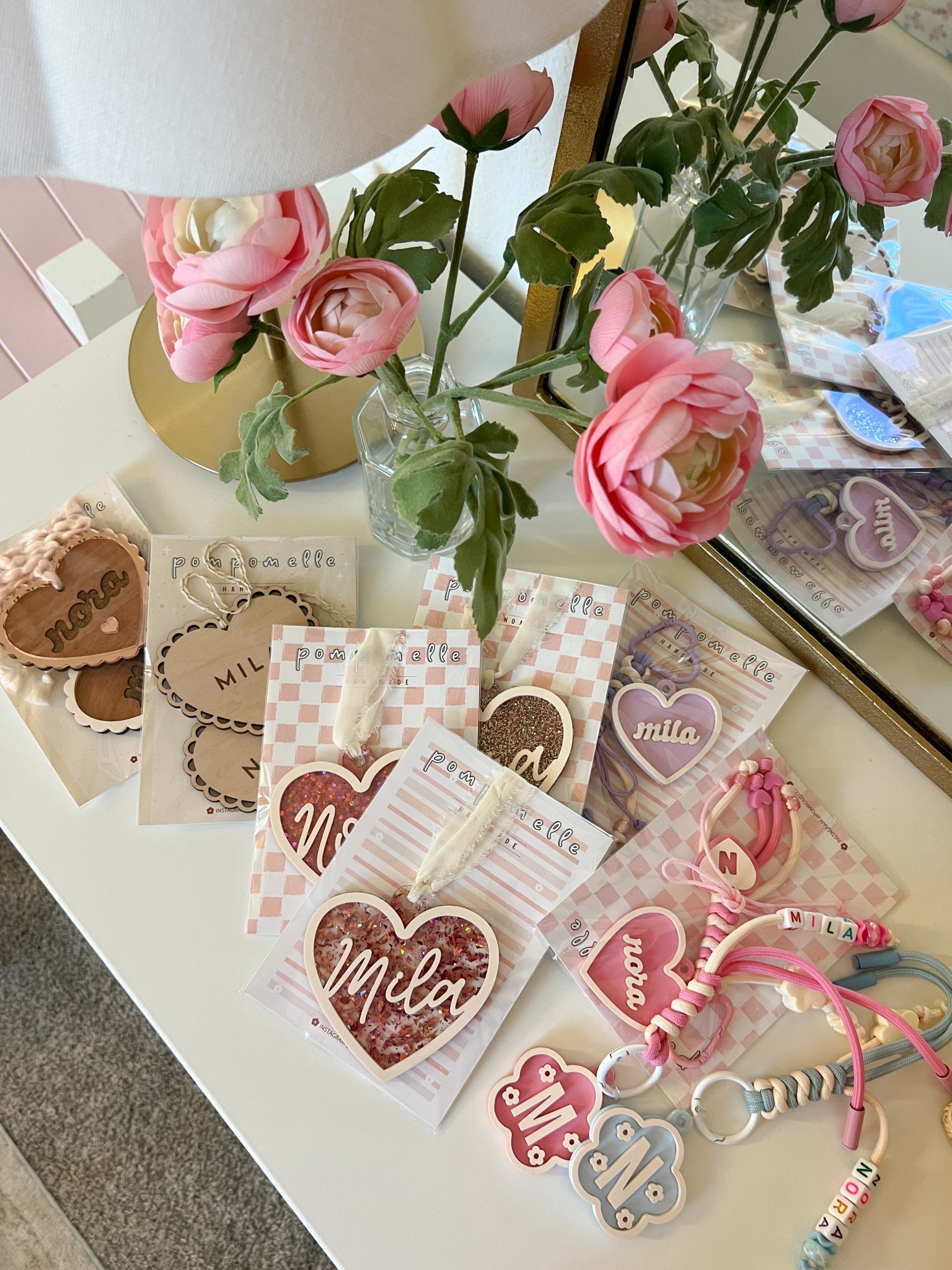 These bag tags and keychains are the perfect additions to add to your love baskets! 💕♥️🤍🧺 use code: NIKKI10 for 10% off your entire order. Valid 1/26-2/26