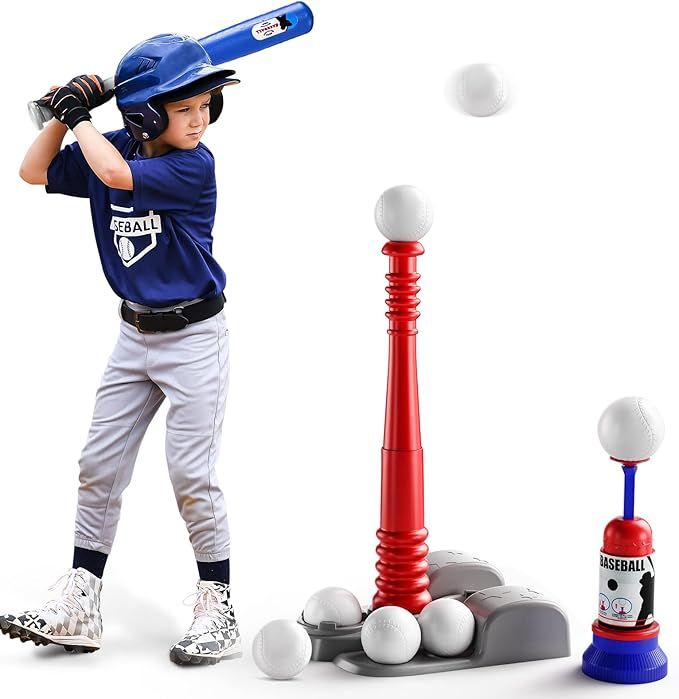 TEMI Kids Baseball Tee, T Ball Set for Kids and Toddlers, Includes 6 Balls, Teeball Batting Tee,P... | Amazon (US)