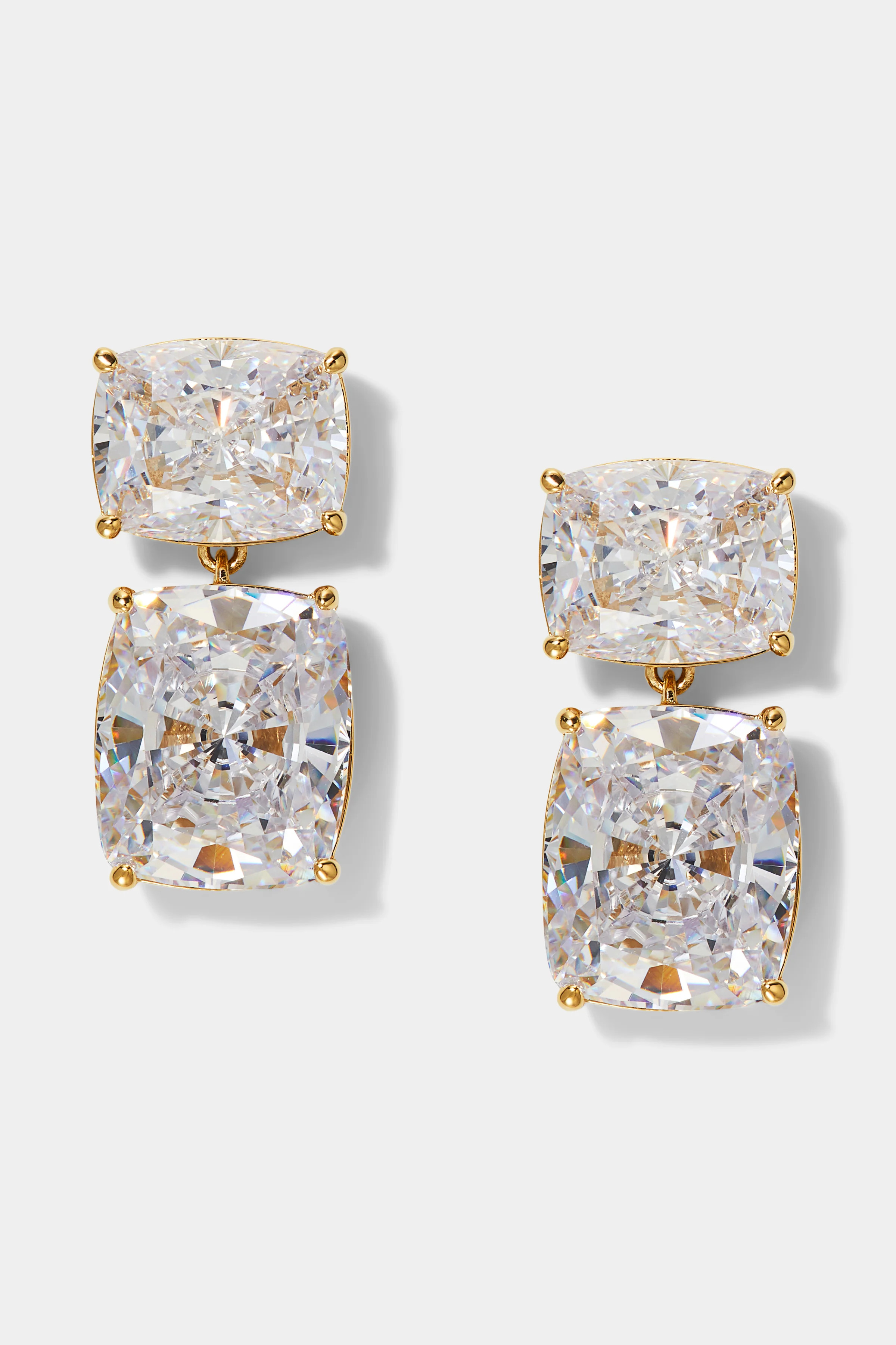 NORTHERN LIGHTS EMERALD CUSHION CZ DOUBLE DROP EARRINGS | NADRI