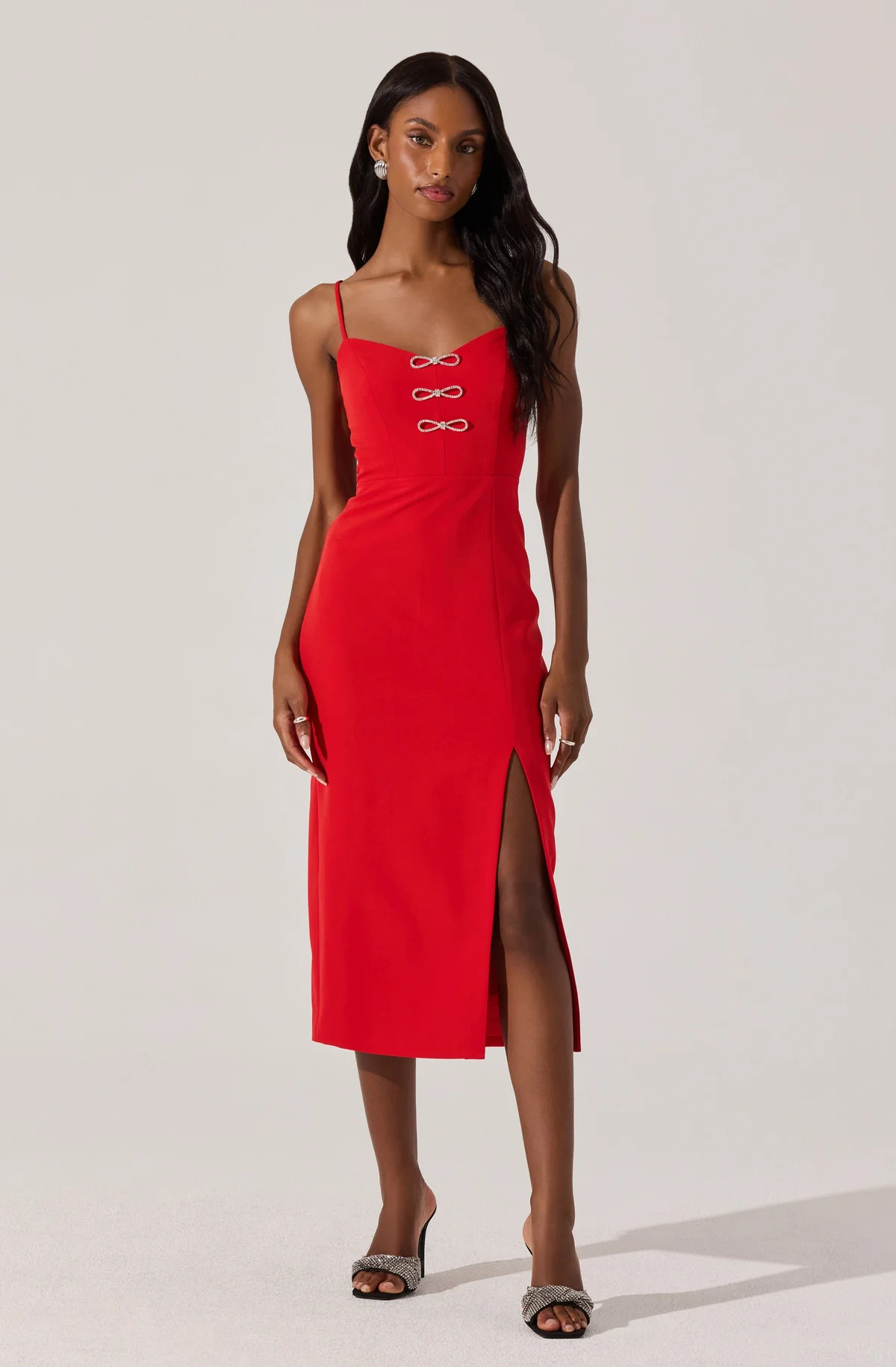 Embellished Bow Detail Midi Dress | ASTR The Label (US)