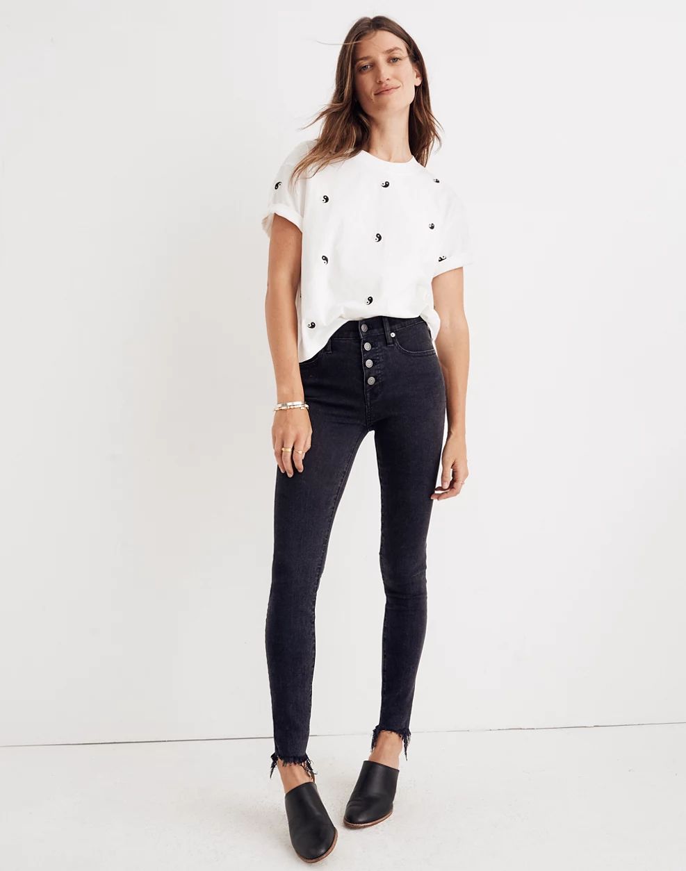 9" High-Rise Skinny Jeans in Berkeley Black: Button-Through Edition | Madewell