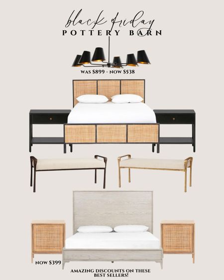 Black Friday furniture sale pottery barn. Modern bed. Rattan bed. Nightstand. Bench for bed.

#LTKsalealert #LTKhome #LTKCyberWeek