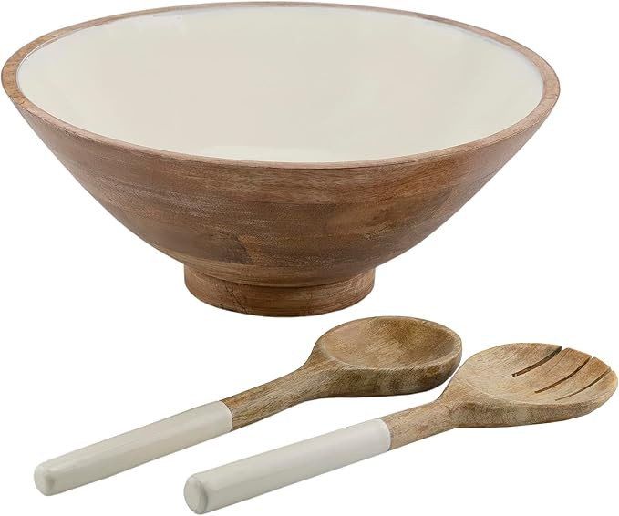 AuldHome Design Wooden Salad Bowl Set (Large Serving Bowl w/Utensils); Salad Serving Set in Mango... | Amazon (US)