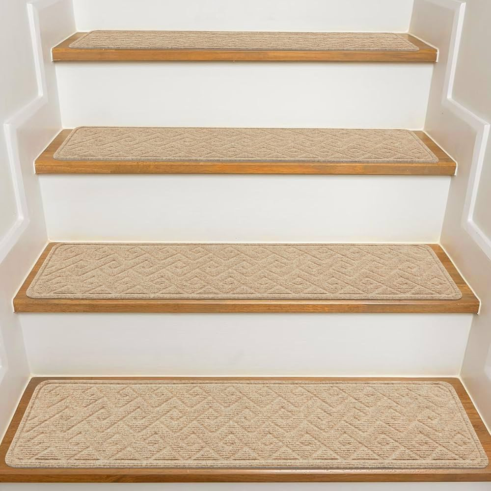 Stair Treads for Wooden Steps Indoor, 15 Pack 8" X 30" Non Slip Carpet Stair Treads with Reusable... | Amazon (US)