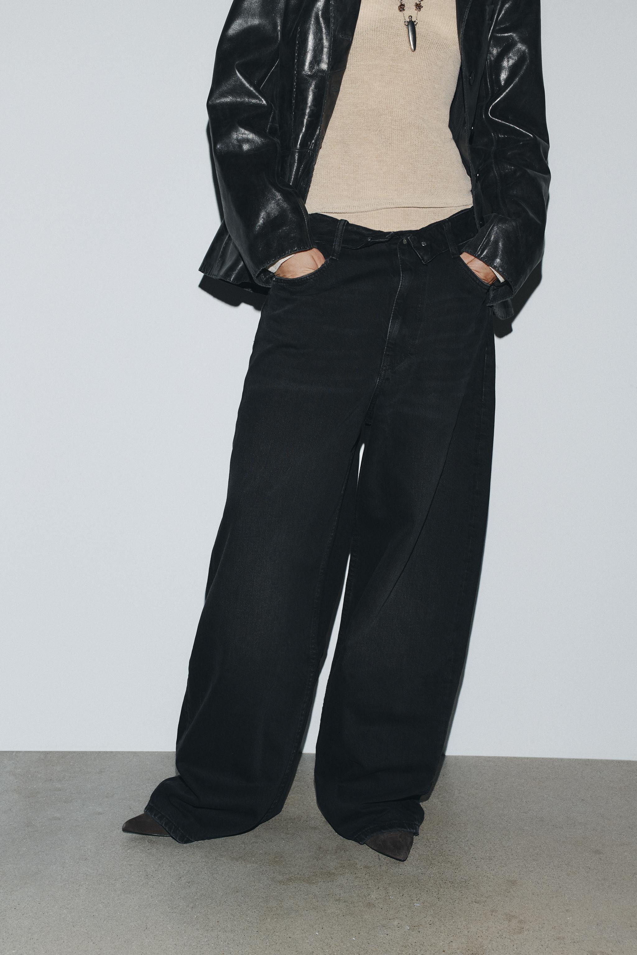 TRF MID-WAIST FOLDED WAIST JEANS | Zara UK