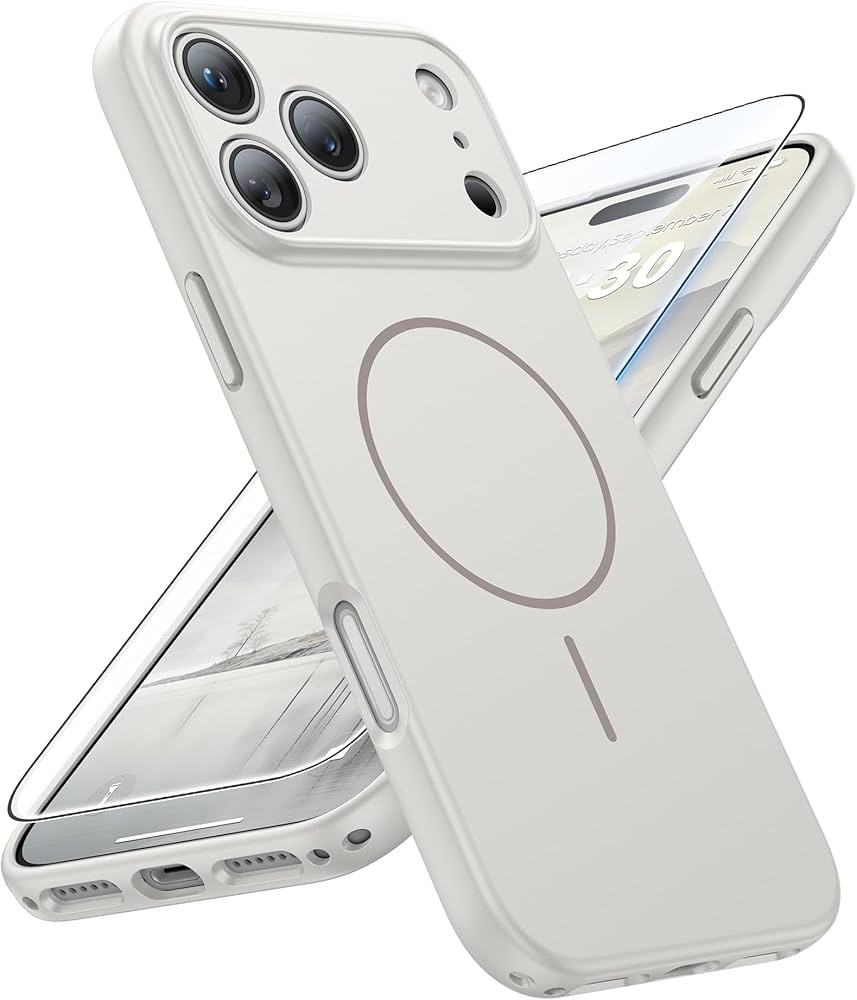 FNTCASE for iPhone 17 Pro Case: [Compatible with Magsafe] Solid Matte 17 Pro Cases White with [Sc... | Amazon (US)