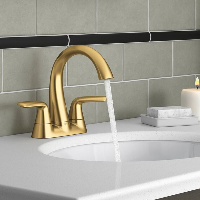 KOHLER  Avail Vibrant Brushed Moderne Brass 2-handle 4-in centerset WaterSense Bathroom Sink Fau... | Lowe's