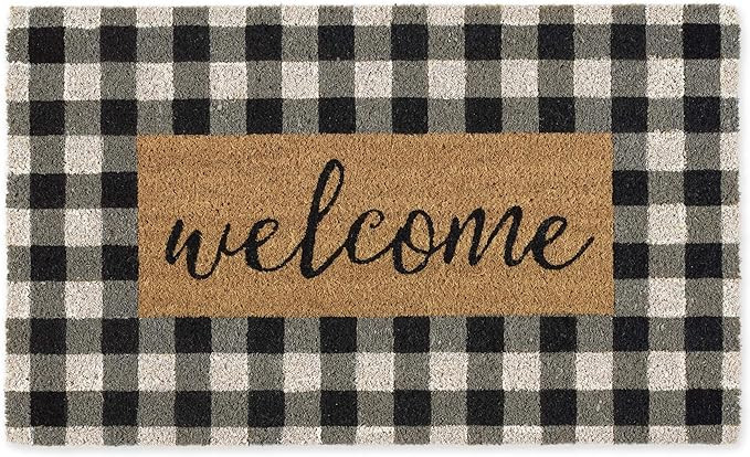 DII CAMZ11552 Home Natural Coir Doormat, Indoor/Outdoor, 18x30, Checkers Welcome | Amazon (US)