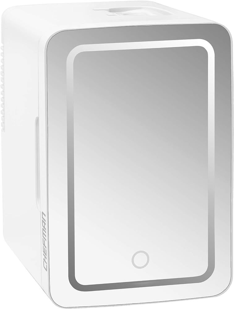 Chefman Mirrored Beauty Fridge With LED Lighting, Portable White Mini Refrigerator Skin Care, Mak... | Amazon (US)