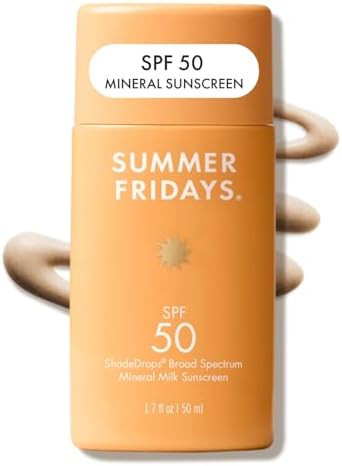 Summer Fridays ShadeDrops SPF 50 Mineral Milk Sunscreen - Lightweight + Hydrating Face Sunscreen ... | Amazon (US)