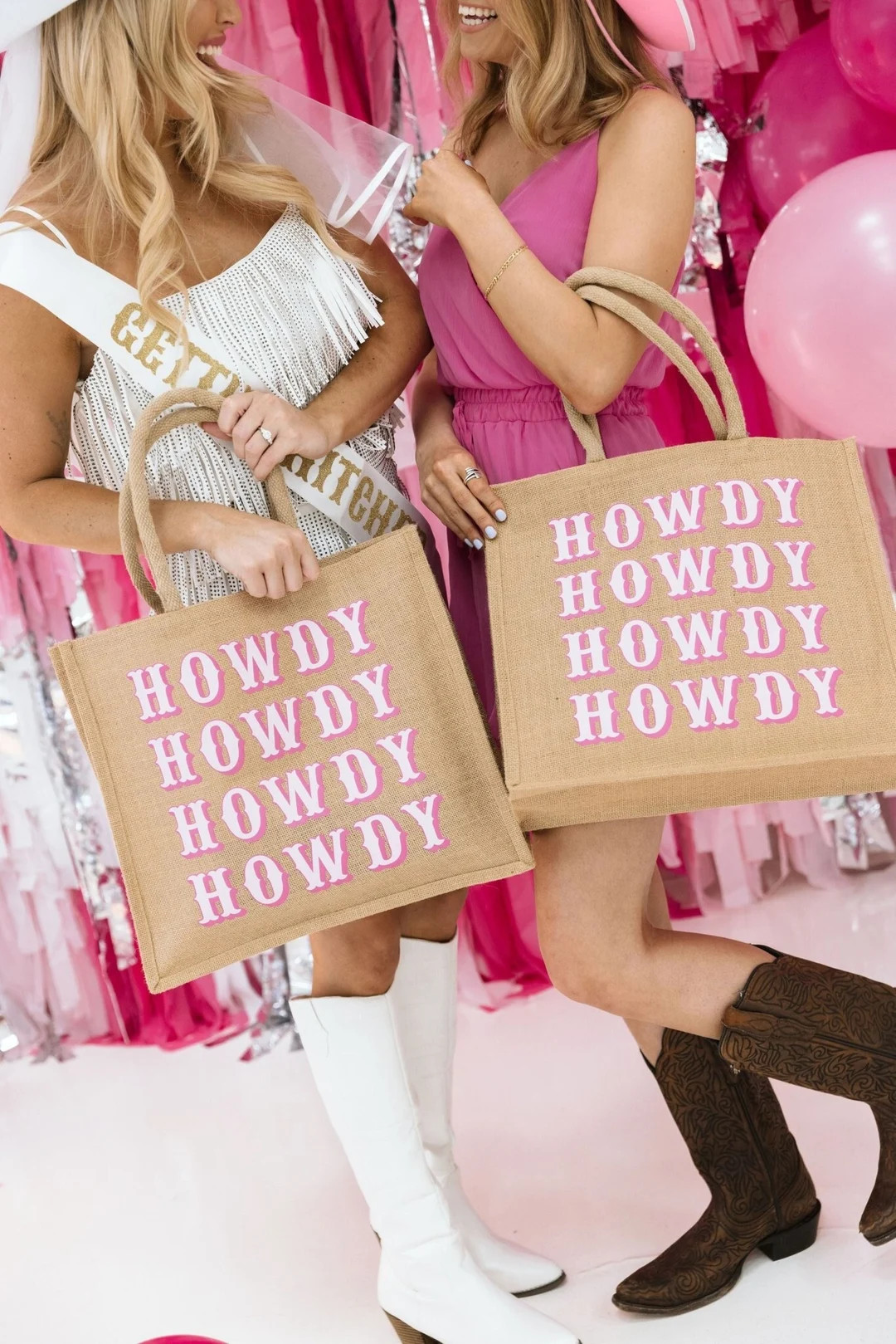 Howdy Jute Carryall - Pink | Etsy (US)