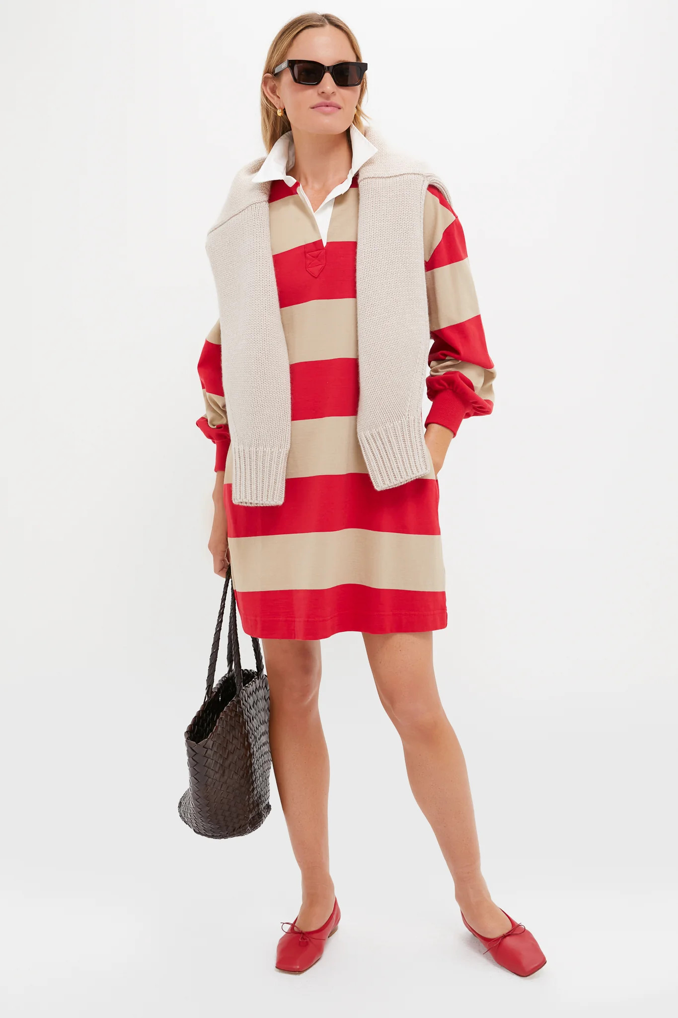 Khaki and Red Stripe Travis Rugby Dress | Tuckernuck (US)