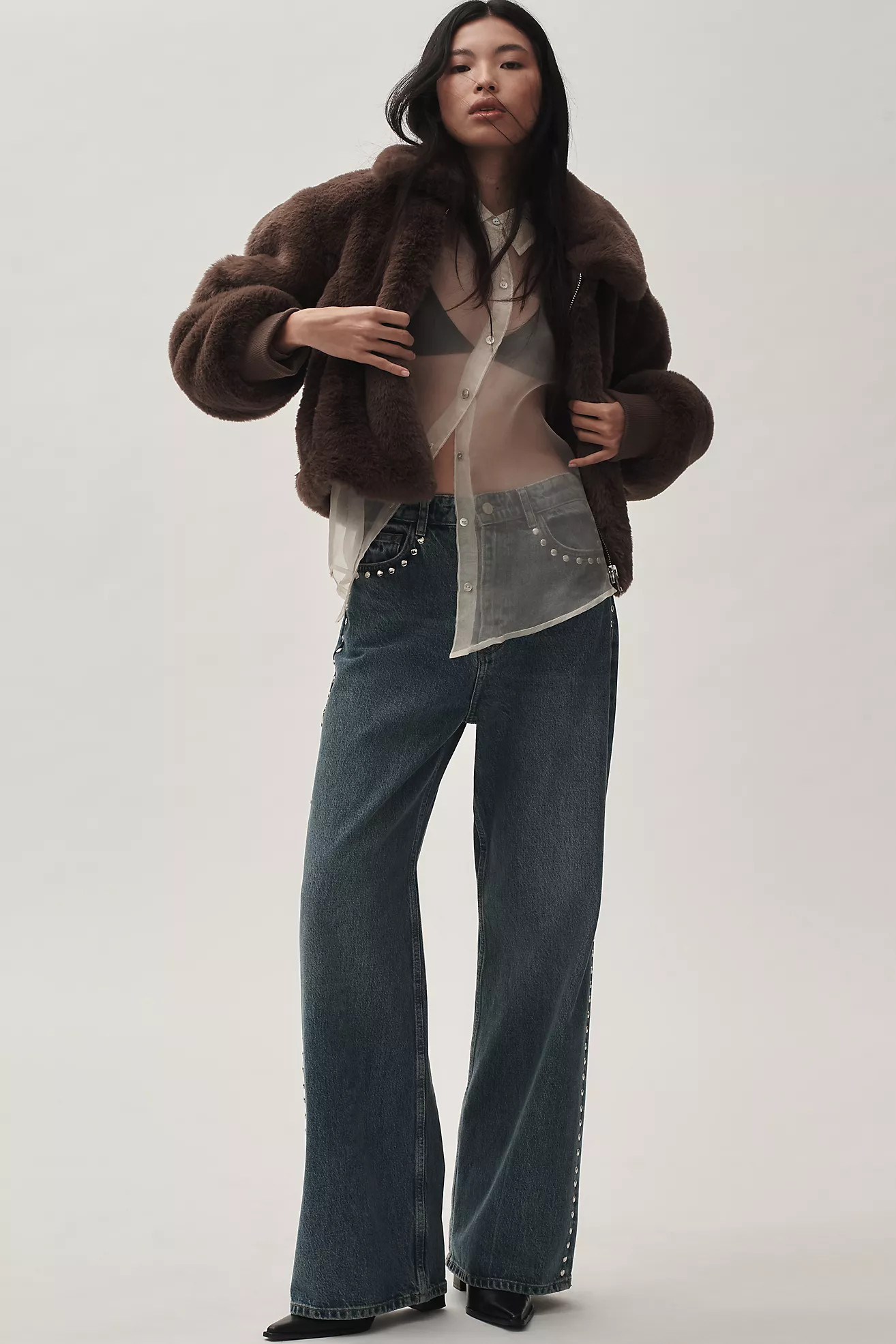 Maeve Cropped Faux-Fur Coat | Anthropologie (US)