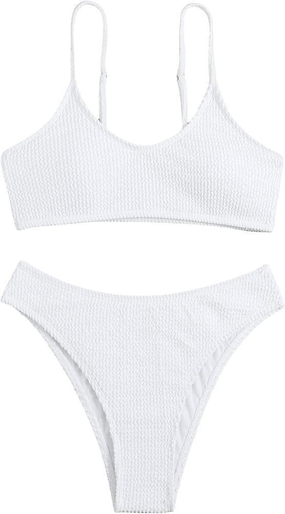 SOLY HUX Bikini Sets for Women Solid Textured Bikini Bathing Suits 2 Piece Swimsuit | Amazon (US)